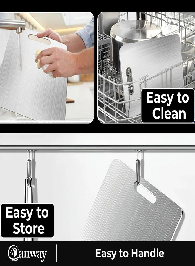 CANWAY® Stainless Steel Chopping Board 36x25 cm with Handle | Anti-Slip Cutting Board for Kitchen | Hygienic & Easy to Clean | Ideal for Vegetables, Fruits & Meat - Image 5